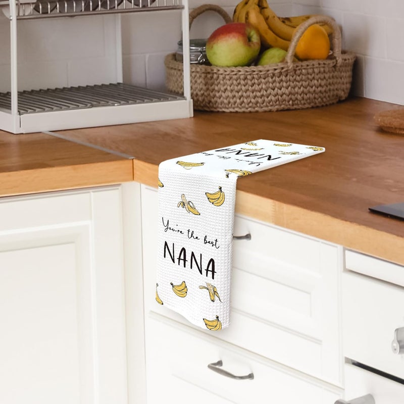 TAEDIN Nana Gifts Banana Kitchen Towels, Nana Gifts from Grandkids Dish Towel Dishcloth 16x24 Inches, Grandma Gifts for Mothers Day Decorative Absorbent Hand Tea Towels Decor - Image 2